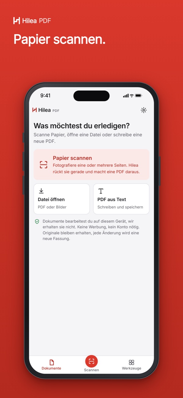 Hilea PDF: Papier scannen.