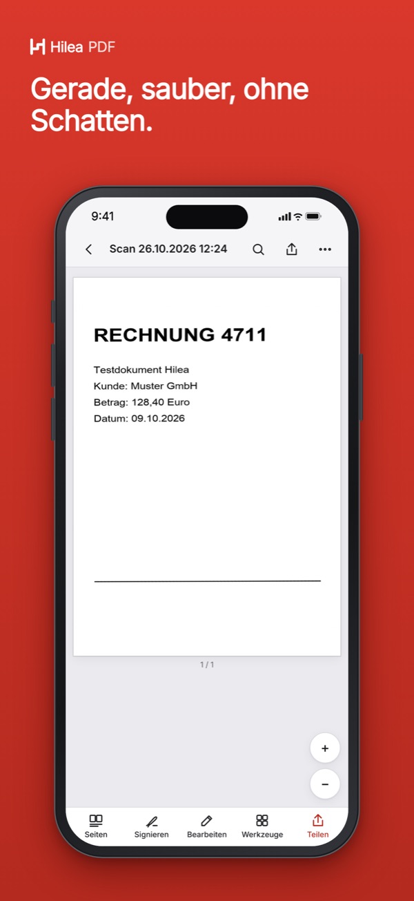 Hilea PDF: Gerade, sauber, ohne Schatten.