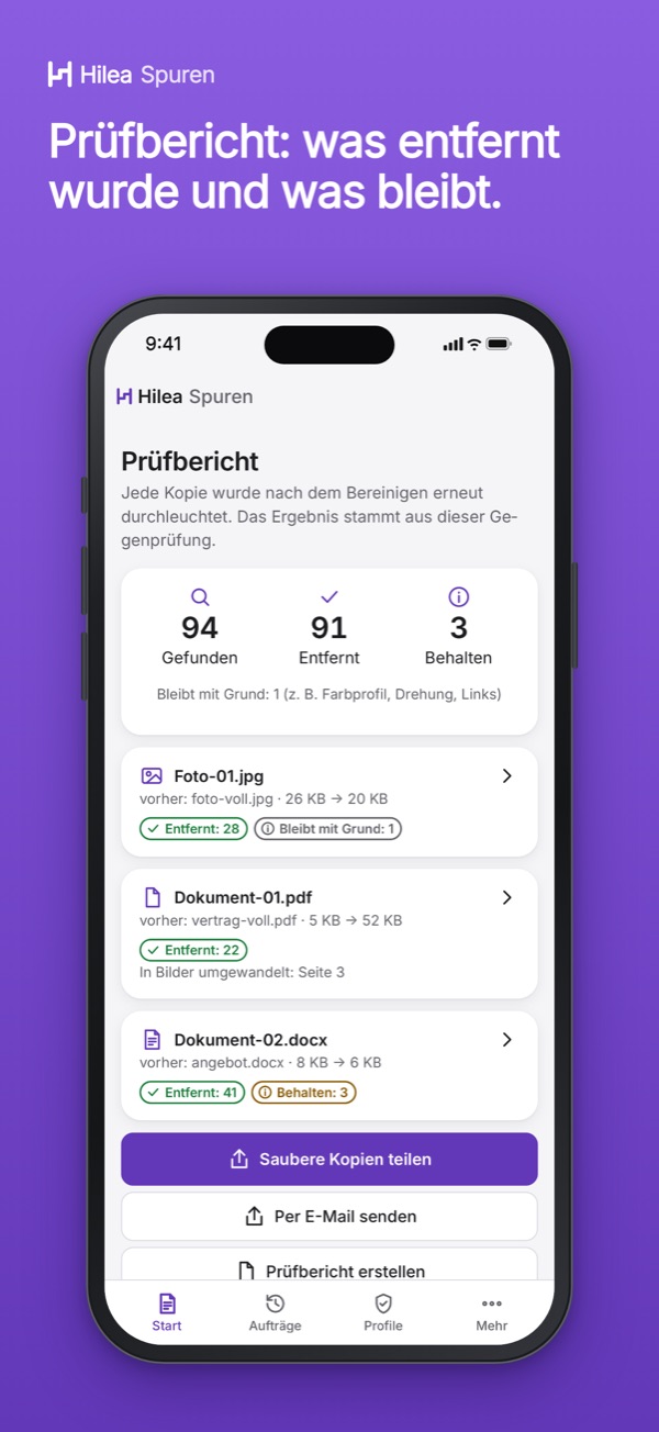 Hilea Spuren: Prüfbericht: was entfernt wurde und was bleibt.
